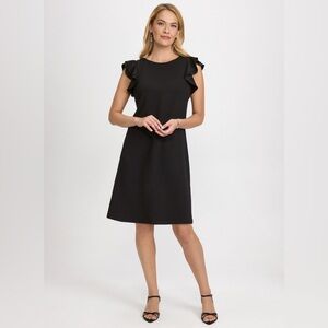 Lord & Taylor Black Ruffle Midi Dress